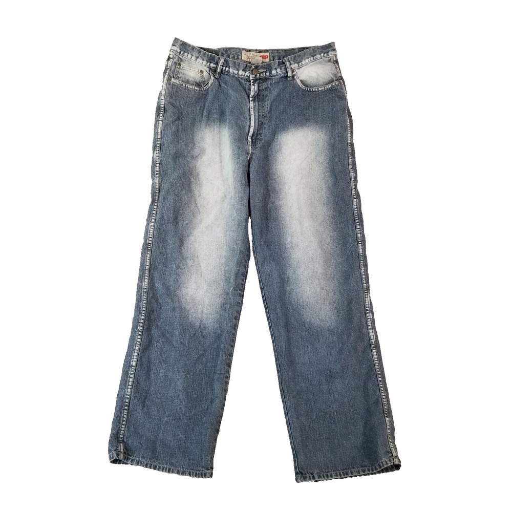 Alpha 17 A-17 Jeans men's 38x32 Loose baggy straight blue denim pants Y2K